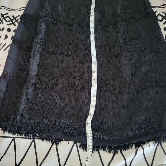 NWOT Lauren Ralph Lauren Tiered Fringe Black Skirt Size 4 - Picture 8 of 11